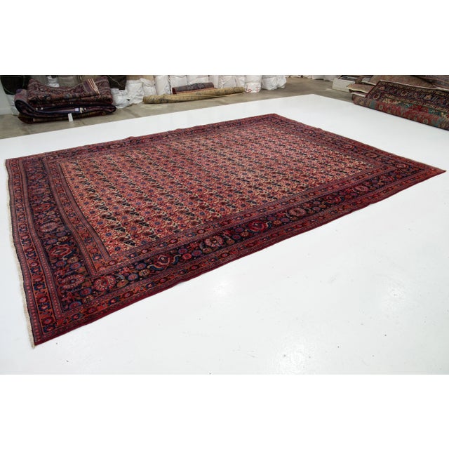 Persian 10 X 14 Vintage Persan Bidjar Wool Rug in Tan With Allover Design For Sale - Image 3 of 10