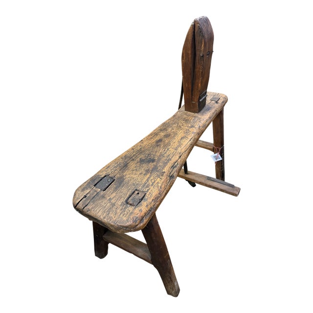Antique Amish Saddlemaker's Bench Stool Harness Leather Maker's Bench. For Sale