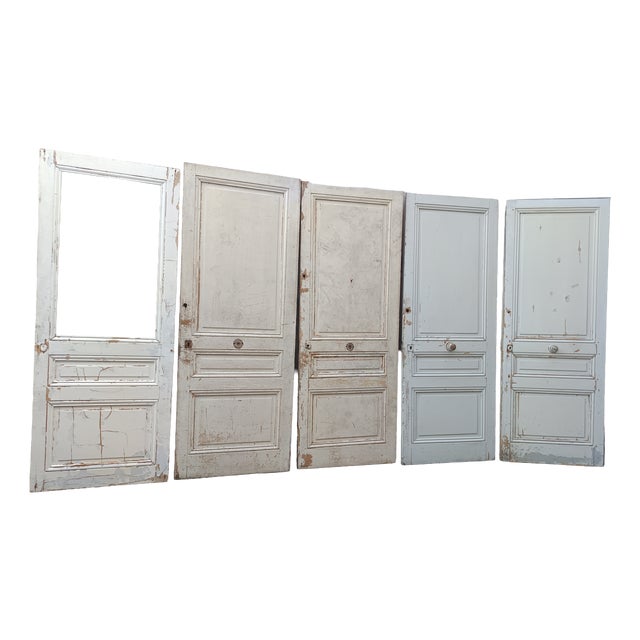 Vintage Cream Fir Doors, Set of 5 For Sale