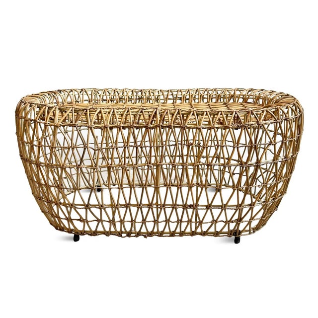 Coastal Vintage Rattan Open Oval Coffee Table For Sale - Image 3 of 4