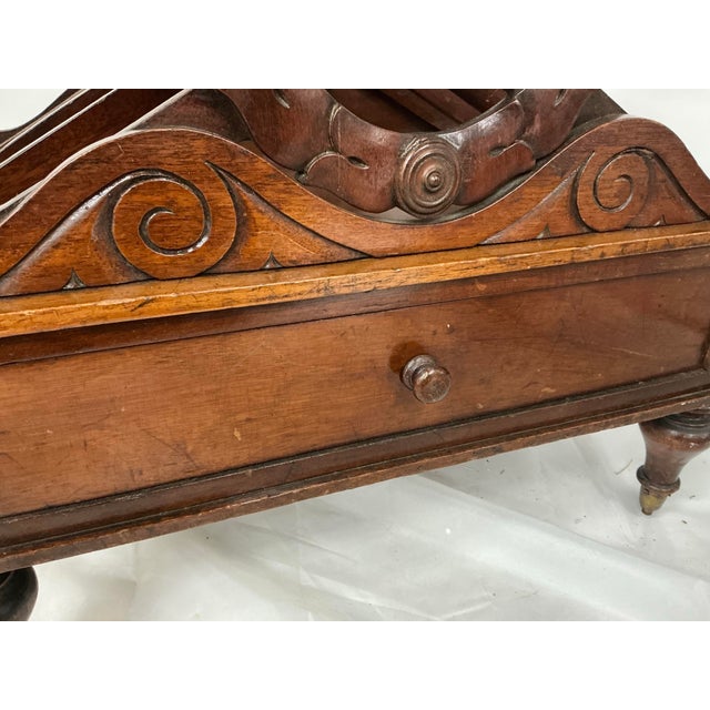 Brown Antique Regency Style Mahogany Canterbury Magasine Rack For Sale - Image 8 of 12