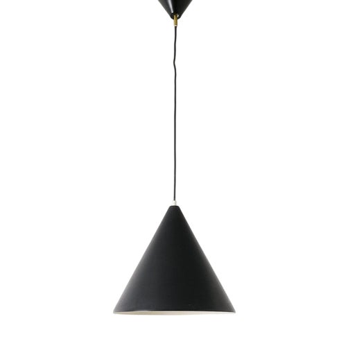 Swedish Mid Century Black Cone Ceiling Pendant Lamp by Hans-Agne Jakobsson, 1960s For Sale