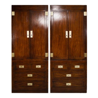 1970s Campaign Act II Collection Armoires by Dixie Furniture - a Pair For Sale