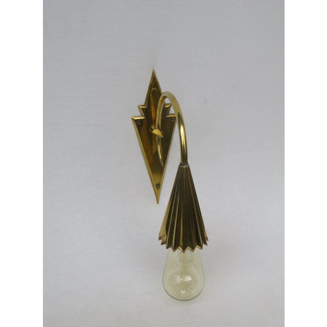 Vintage Art Nouveau Brass Wall Applique For Sale - Image 3 of 16