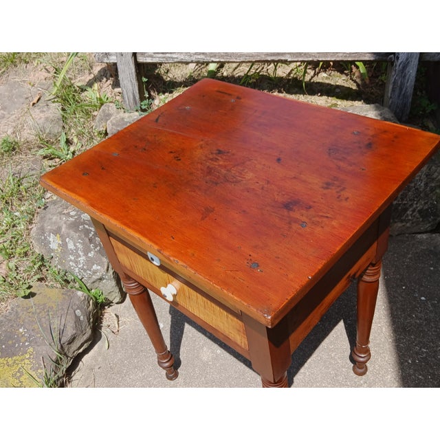 American Antique Cherry and Tiger Maple Two Drawer Stand 1860s For Sale - Image 3 of 18