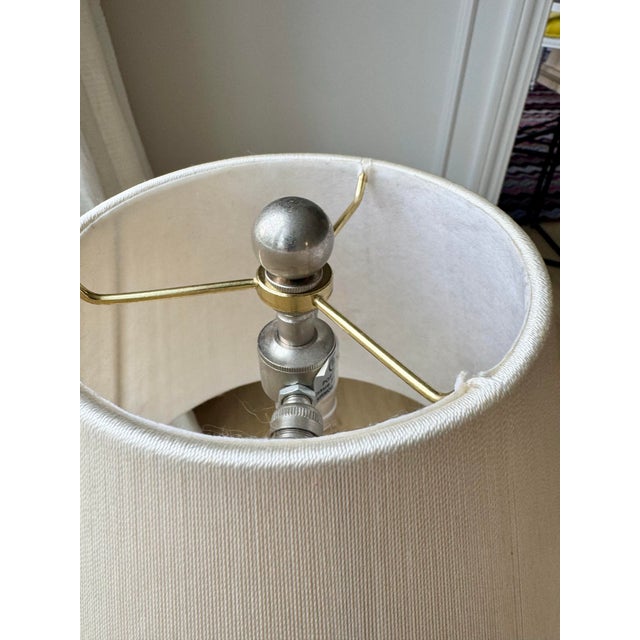 Mid 20th Century Rare Sirmos “Tête De Femme” Figural Table Lamp in the Style of Diego Giacometti With Original Silk String Shade For Sale - Image 10 of 12
