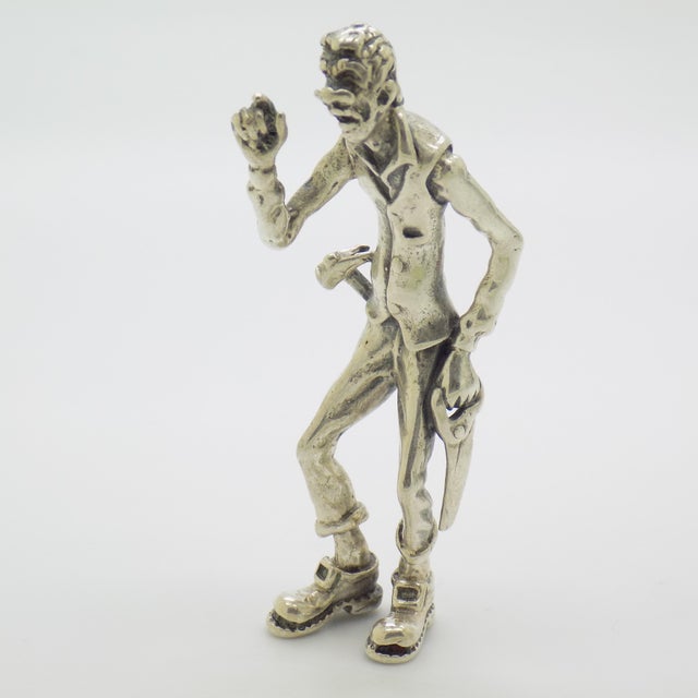 Vintage Italian Handyman Figurine in Silver 800, 1970s For Sale - Image 16 of 16