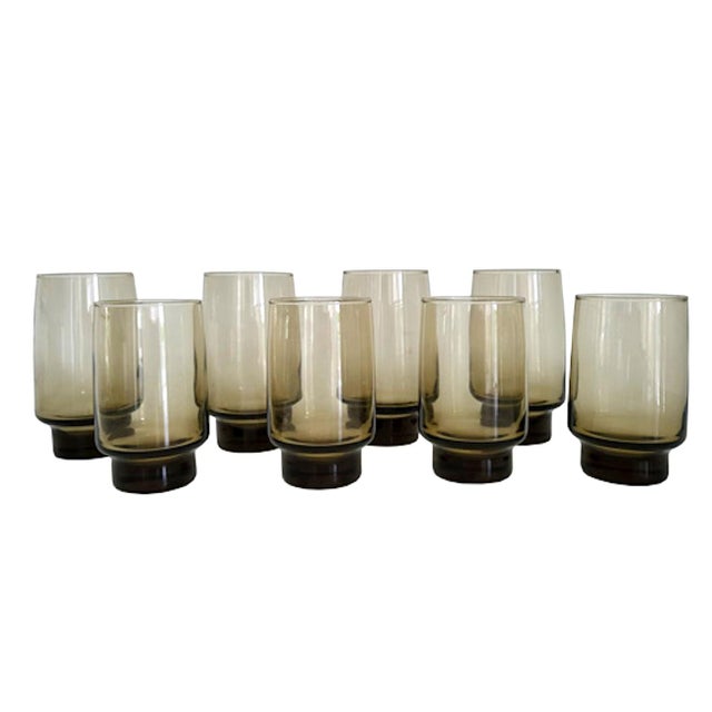 1970s Libbey Glass Tawny Accent Highball Tumblers in Two Sizes, Set of 8 For Sale - Image 11 of 11