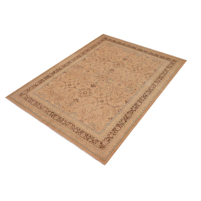 Art Nouveau Boho Chic Sand/Brown Wool Rug - 9'1'' X 11'10'' For Sale - Image 3 of 10