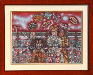 J. Benito Zamora El Llano en Llamar, Acrylic and Watercolor Painting by J. Benito Zamora 1986