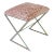 Matthew Izzo Home X Side Stool in Polished Nickel and Pink Leopard Fabric For Sale