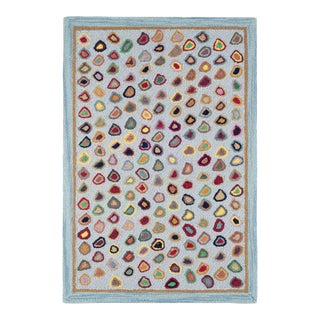 Dash & Albert by Annie Selke Cat's Paw Blue Micro Hooked Wool Rug, 2'6" x 8' For Sale