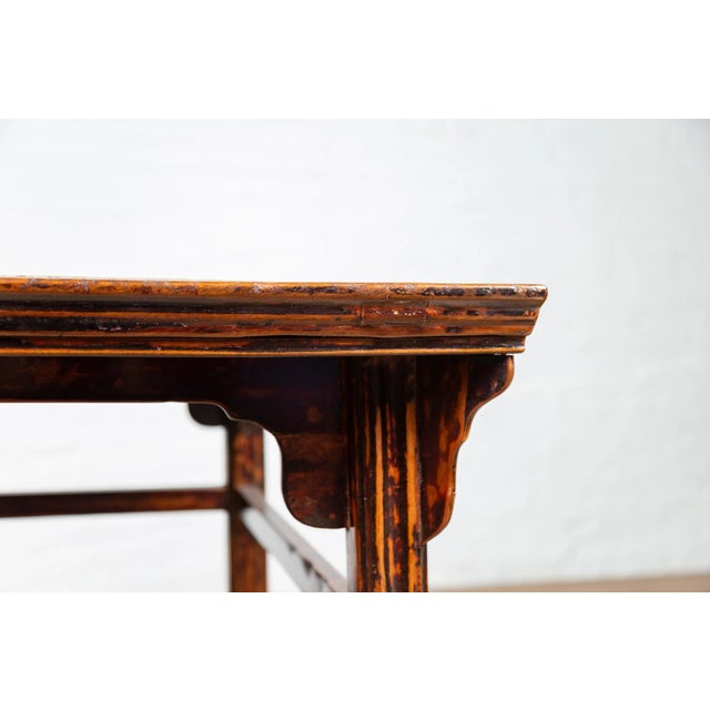 Chinese 19th Century Elmwood Center Hall Table with Ming Dynasty Stone Inset For Sale - Image 4 of 13