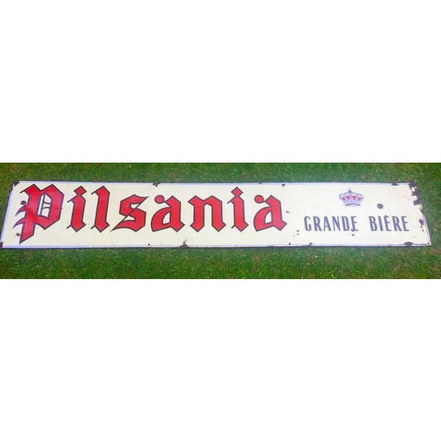 Industrial Enameled Pilsania Beer Sign, 1940s For Sale - Image 3 of 18