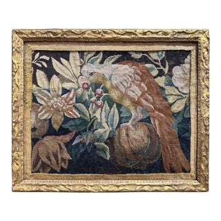 18th Century French Aubusson Tapestry Fragment in Carved Gilt Frame For Sale