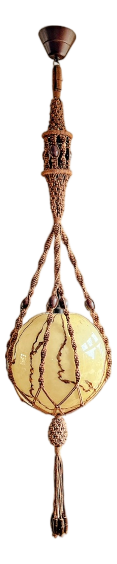 Braided Macramé Sisal and Marbled Glass Globe Pendant Lamp by Temde, 1970s