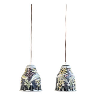Tilgmans Hanging Lamps in Glazed Stoneware, 1960s, Set of 2 For Sale