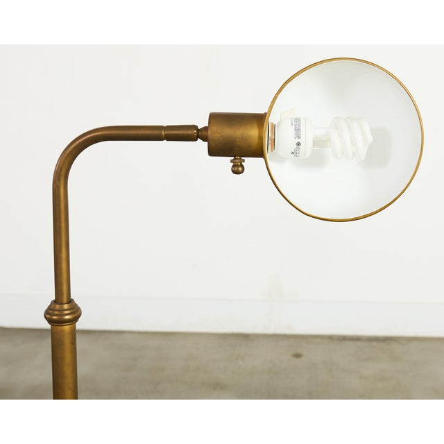 Pair of Patinated Brass Adjustable Pharmacy Floor Lamps For Sale - Image 15 of 16