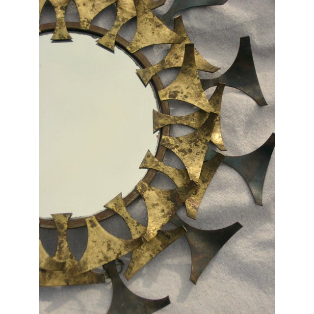 Marc Weinstein Mid-Century Modern Sunburst Iron Round Mirror Marc Weinstein Style For Sale - Image 4 of 9