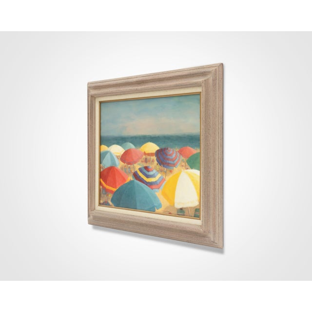 Vintage Impressionist Beach Scene "Umbrellas" Oil Painting by Helen Carmichael For Sale In Los Angeles - Image 6 of 6