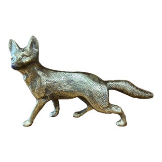 Vintage English Brass Fox Figure For Sale