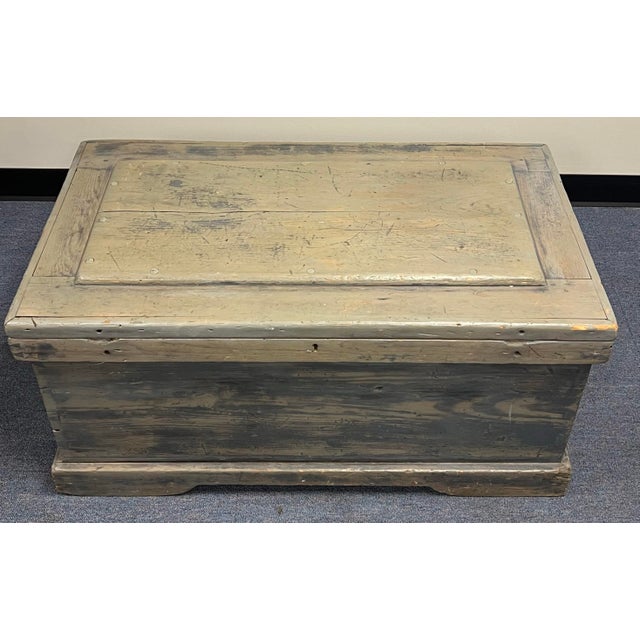 Farmhouse 19th Century Rustic Blue Gray Dovetailed Blanket Chest For Sale - Image 3 of 10
