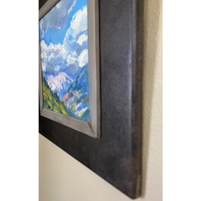 Sky Blue "High Noon" ~ Lorie Batson, Original Oil Painting, This Painting Captures a Bright Mountain Landscape Under a Dramatic Midday Sky. For Sale - Image 8 of 8