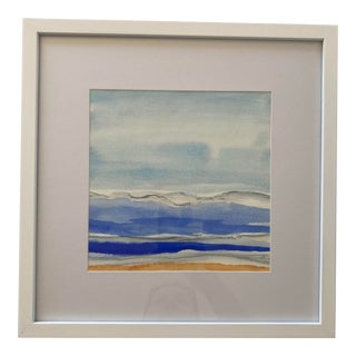 Contemporary Original Abstract Beach Seascape Mixed-Media Drawing by Stephanie Cate, Framed For Sale
