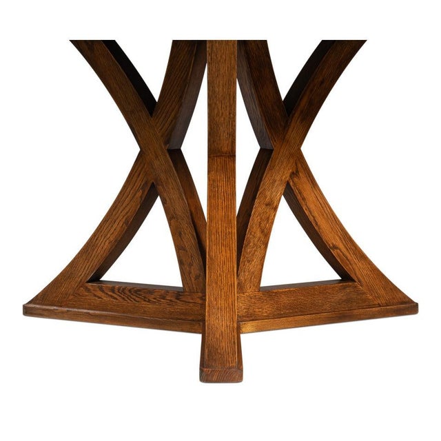 Transitional Round Dining Table, Large - Light Brown Oak For Sale - Image 10 of 11