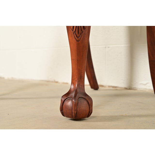Ethan Allen Chippendale Carved Mahogany Armchairs or Dining Captain Chairs, Pair For Sale - Image 9 of 14