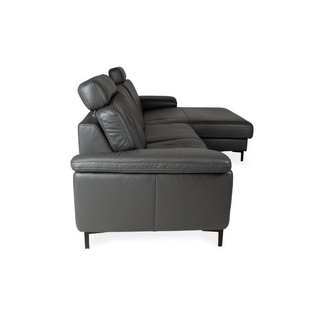 Leather Mondo Maestra Corner Sofa in Grey Slate with Electric Function For Sale - Image 12 of 16