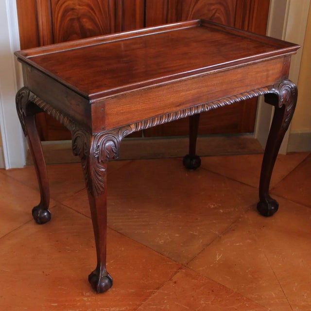 American American Chippendale Mahogany Rectangular Tray Top Tea Table With Carved Cabriole Legs, 18th Century For Sale - Image 3 of 12