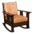 Oak Craft Antique Mission Oak and Leather Rocking Chair For Sale