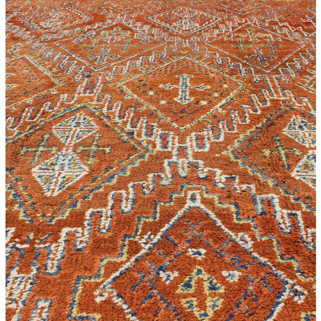 Textile Antique Moroccan Rug With Diamond & Geometric Design in Brown 5'7"x8'4" For Sale - Image 7 of 10