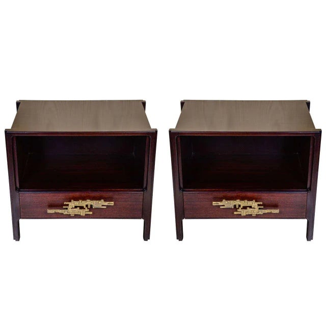 Vintage Brass & Rosewood Nightstands, Set of 2 For Sale - Image 10 of 10