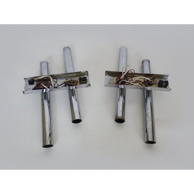 Silver Four-Light Wall Sconces in Brushed Metal from Maison Sciolari. Italy, 1970s For Sale - Image 8 of 9