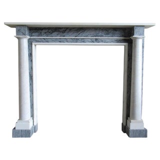 19th Century White Bardiglio Marble Column Fireplace For Sale