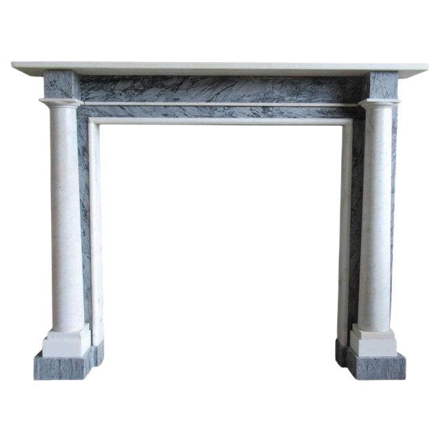 19th Century White Bardiglio Marble Column Fireplace For Sale