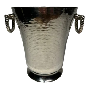 Vintage Hollywood Regency Hammered Metal Insulated Ice Bucket