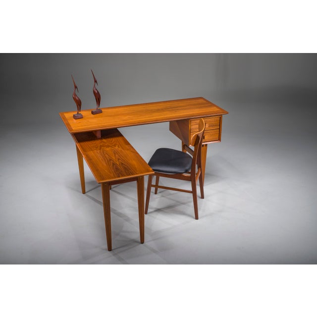 Brown Mid-Century Modern L-Shaped Teak Desk, 1970s For Sale - Image 8 of 18