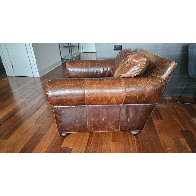 Restoration Hardware Lancaster Brown Leather Luxe Depth Club Chairs For Sale - Image 13 of 15