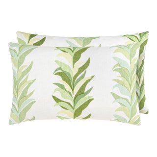 The House Of Scalamandré Chira Island Lumbar Pillow In Leaf For Sale