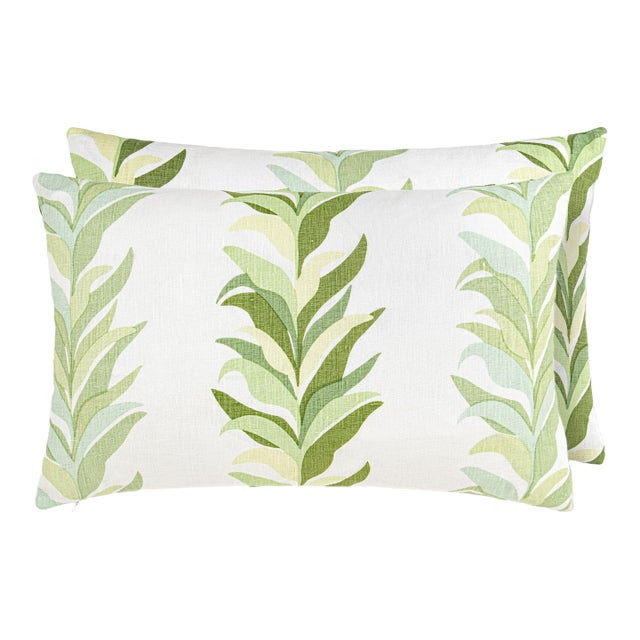 The House Of Scalamandré Chira Island Lumbar Pillow In Leaf For Sale