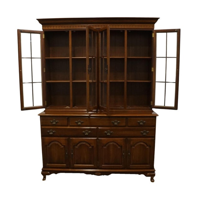 Ethan Allen Ethan Allen Georgian Court Solid Cherry Traditional Style 58" Buffet W. Lighted Display China Cabinet 11-6047 / 11-6098 For Sale - Image 4 of 15