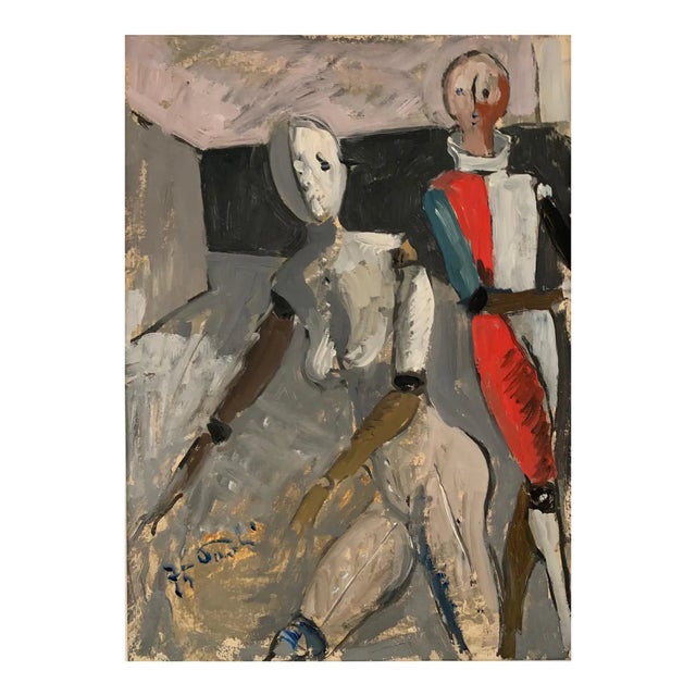 1975 Bruno Paoli "Theater" Original Italian Modern Theater Interior, 20th Century Florence Italy Fine Art Painting, Oil on Board, 24.5x21.5" For Sale