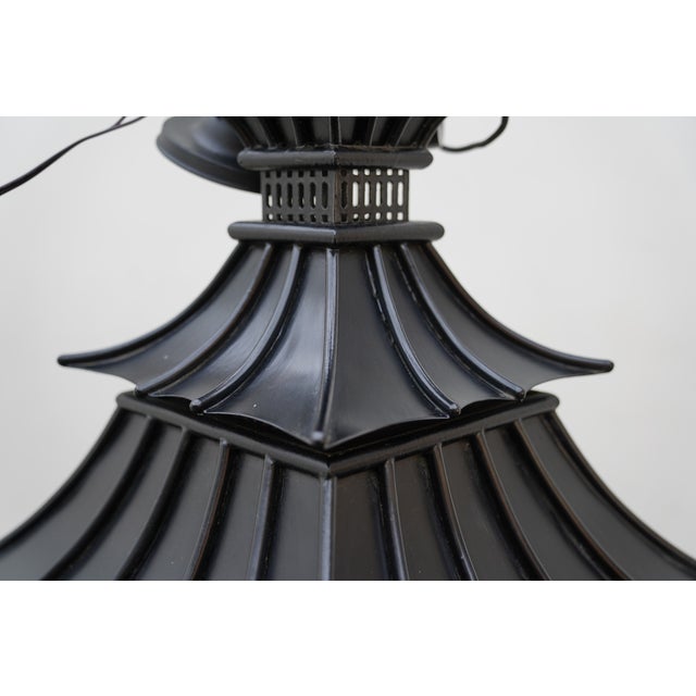 1990s Black Iron Pagoda Style Chandelier W/O Chain For Sale - Image 11 of 12