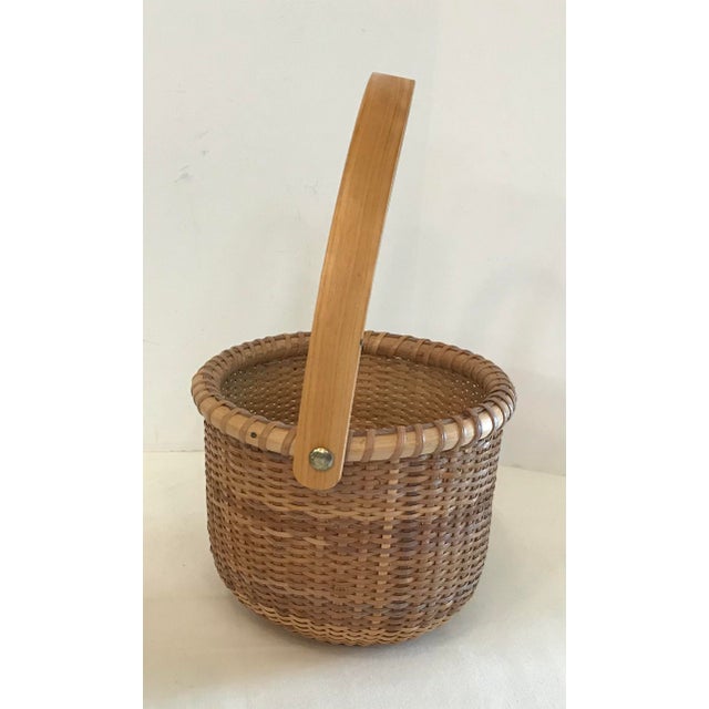 Vintage Woven Basket With Bentwood Handle Chairish