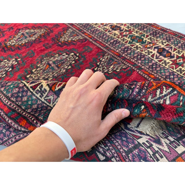 Yomut Turkmen Kepse Gul Single Column Runner - 2'8" X 12'0 For Sale - Image 9 of 11