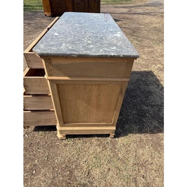 19th Century French Solid Oak Bleached Marble Top Chest of Drawer / Commodes For Sale - Image 14 of 17