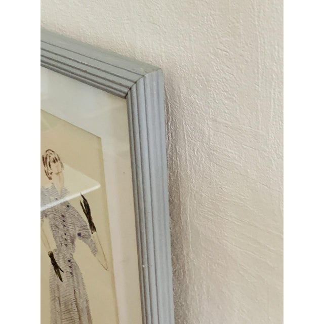 Berthe Duquaine, Robe Ecossaise, 1950s, Pencil Sketch on Paper, Framed For Sale - Image 13 of 18